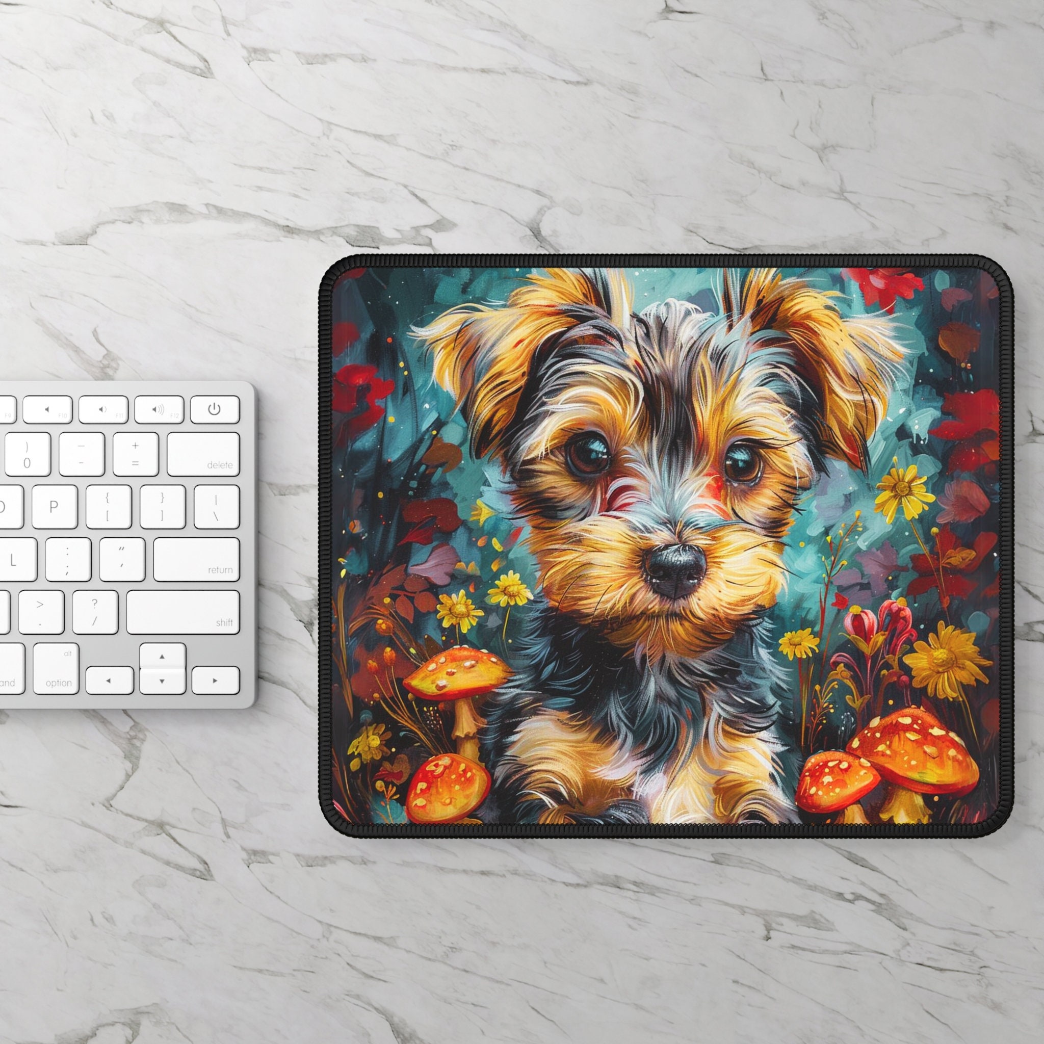 Psychedelic Yorkie Gaming Mousepad, Fun Yorkshire Terrier Fantasy Art ...