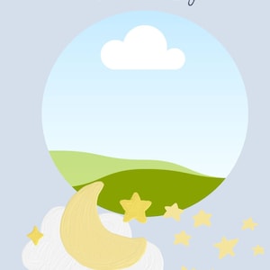 Folded Adoption Announcement Moon and Stars, Adoption Announcement Template, Baby Announcement, Canva Template