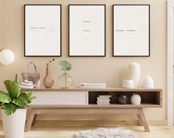 Breathe Believe Receive – Minimalist Quote Print | Digital Download | A4 & 8x10" Wall Art | Modern Inspirational Poster