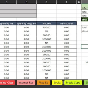 FL Tax Credit Scholarship - Expense & Reimbursement Tracking Spreadsheet
