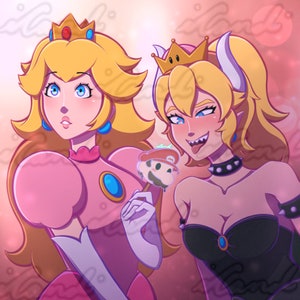Princess Peach and Bowsette Mario Digital Print Download