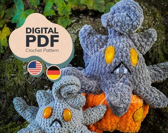 Patrón de crochet de calabaza fantasma vampírica - Amigurumi PDF (EE. UU. + AL)