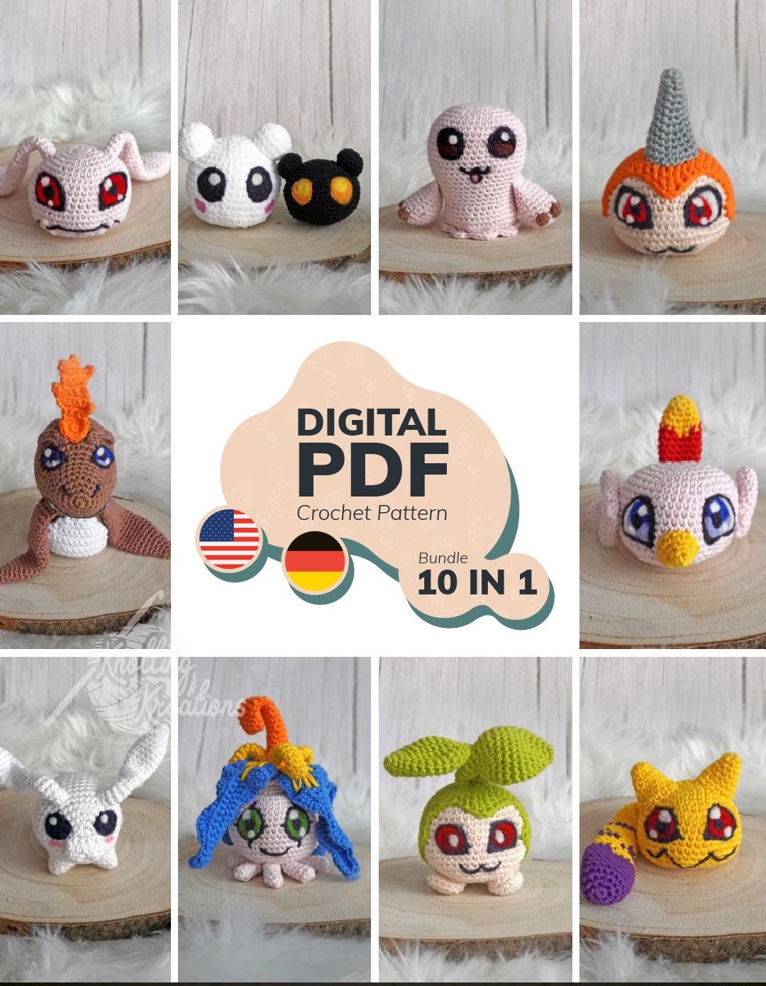 Crochet Pattern Digital Monster Baby // 10 in 1 Creatures - Amigurumi ...
