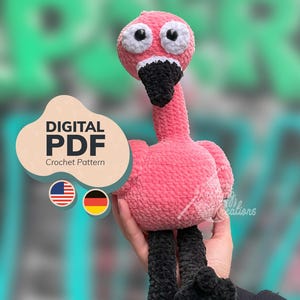 Big Bird Crochet Pattern: Flamingo, Swan, Ostrich Amigurumi (PDF US Terms and German)
