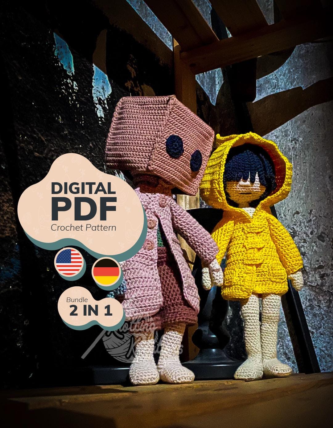 Bundle Crochet Pattern: Little Girl Raincoat + Boy With Paper Mask ...