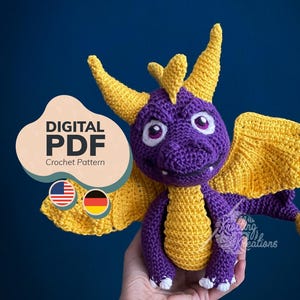 Crochet Pattern: Little Purple Dragon Amigurumi - PDF (US terms + Ger)