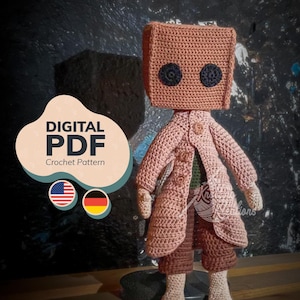 Häkelanleitung Kleiner Junge mit Papiermaske - Puppe, Action Figur Amigurumi  PDF (US Terms + Ger)
