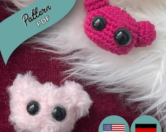 Mini Digital Monster Schlüsselanhänger - Amigurumi Häkelanleitung PDF (US Terms + GER)