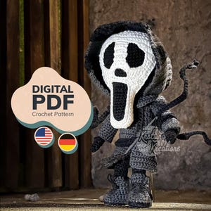 Crochet Pattern - The Hidden Caller - Classic Horror Mask DBD Amigurumi PDF (US Terms + Ger)