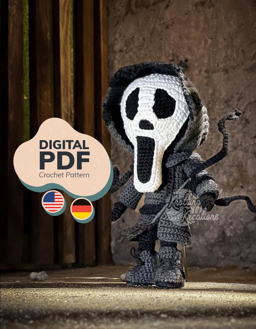 24 Ghostface Crochet Patterns for Spooky Decor, Gifts, and Amigurumi Fun 21 The Hidden Caller Classic Horror Mask Amigurumi Pattern