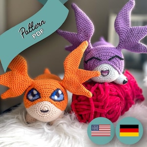 Digital Monster Geflügelte Kreatur - Amigurumi - Häkelanleitung/ PDF (US terms + GER)