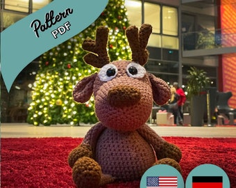 Crochet Pattern Reindeer – Toffee – PDF US terms / Häkelanleitung Rentier/Hirsch - Toffee - PDF Deutsch/ Christmas Amigurumi/Winter Crochet