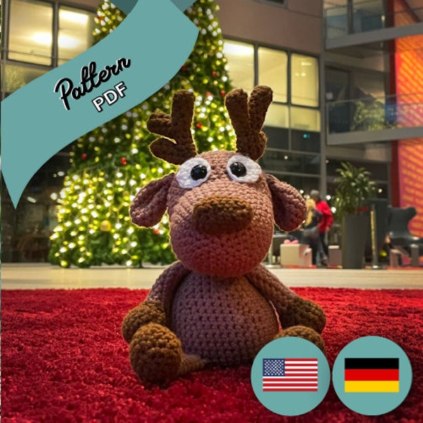 Crochet Pattern Reindeer – Toffee – PDF US terms / Häkelanleitung Rentier/Hirsch - Toffee - PDF Deutsch/ Christmas Amigurumi/Winter Crochet