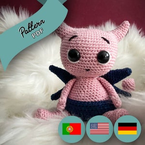 Wzór szydełkowy - Little Devil Amigurumi-PDF Warunki amerykańskie / Häkelanleitung Kleiner Teufel-Amigurumi-PDF /Molde de croché Pequeno Diabo-Amigurumi