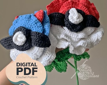 Haakpatroon - Poké Rose-een gehaakt bloemenpatroon voor nerds die anders kiezen / pdf cadeau voor nerds-amigurumi (VS-voorwaarden + GER)
