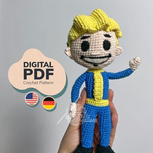 Crochet Pattern - The Atomic Optimist - Retro Wasteland Mascot Boy - Post Apocalyptic inspired Doll  - Amigurumi PDF (US Terms + Ger)