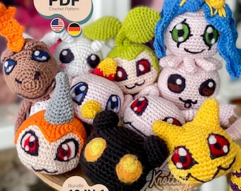 Digital Monster Baby - Amigurumi - 10 in 1 Häkelanleitung / PDF // 10 in 1 - Digital Monster Baby - Crochet Pattern [US Terms/GER]