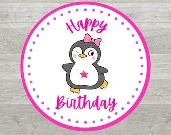 Pegatina de cumpleaños digital (diseño de pingüino)