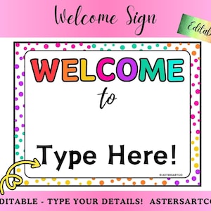 Classroom Welcome Sign | Classroom Welcome Sign Poster | Classroom Decor | Colorful D๏tty Brights Theme - Printable - Instant Download