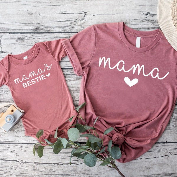 Mama And Mama's Bestie Shirt, Mama And Baby Girl Matching Tee,First Mothers Day Gift,New Mommy and Me,Mama and Mini, Mom and Daughter Tshirt