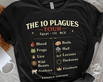 10 Plagues Shirt, Jewish Gifts, Passover Exodus T-Shirt, Funny Religious Tshirt, Biblical Tour Graphic Tee, Pesach Apparel