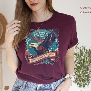 Freedom Tour 1776 T-shirt, Born Free American Eagle Retro T-Shirt,Fourth of July Gift,Patriotic Eagle Shirt,Independence Day,4th Of July Tee