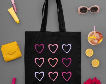 Aesthetic Hearts Tote Bag, Valentine Hearts Tote Bag, Valentines Day Tote Bag, Valentines Day Bag, Canvas Tote Bag, Valentines Day Gift