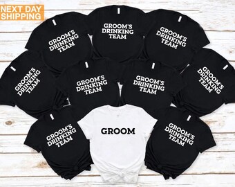 The Groom and Groom's Drinking Team T-shirt,Groomsmen Gift,Funny Bachelor Party Shirt,Men's Night Tee,Best Man Shirt,Team Groom Matching Tee