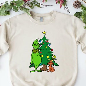 Funny Grinch Christmas Sweatshirt, Grinchmas Sweatshirt, Xmas Holiday Sweatshirt, Christmas Tree Sweatshirt, Grinch Lovers Christmas Gift