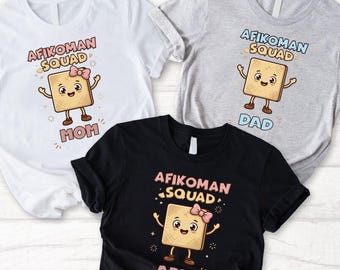 Custom Passover Tee, Afikoman Squad Shirt, Passover Gifts, Jewish Family Matching T-Shirt, Funny Pesach Family Clothing