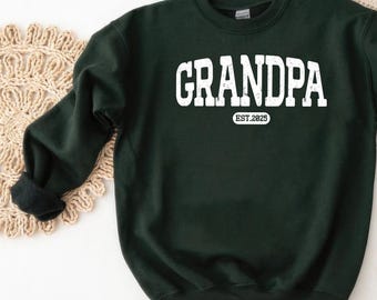 Vintage Grandpa Est Sweatshirt, New Grandpa Gift, Grandpa Reveal Sweatshirt, Custom Grandpa Sweatshirt, Baby Announcement Sweatshirt For Dad