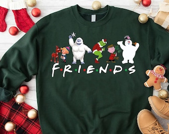 Cute Cartoon Christmas Friends Sweatshirt, Christmas Sweatshirt, Christmas Movie Sweatshirt,Funny Christmas Shirt,Friends Holiday Sweatshirt