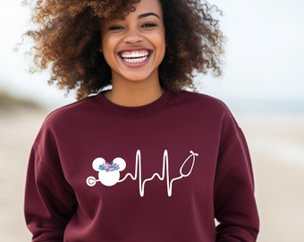 Disney Nurse Heartbeat Sweatshirt, Disney Nurse Shirt,Disneyland Trip Gift for Women Nurse Sweatshirt,Healthcare Worker Gifts,New Nurse Gift
