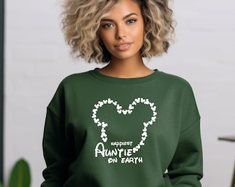 Happiest Aunt On Earth Sweatshirt,Mickey Heads,Disney Aunt Sweater,Auntie Mouse Shirt,Disneyland Vacation Gift for Aunt,Cool Aunt,Mother Day