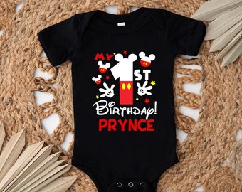My First Birthday Shirt,Disney Birthday Gift,Mickey Boy Bodysuit,Baby 1st Birthday Outfit,Birthday Boy Shirt,Cute First Birthday Tee
