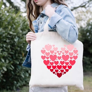 Valentine's Day Tote Bag With Red Hearts |size 45x50x7cm