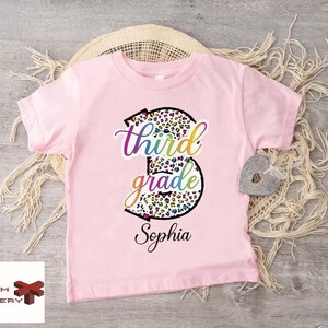 Custom Third Grade Student Name Shirt,Third Grade Girls T-Shirt, First Day 3rd Grade Kids Gift,Back to School Gift, Welcome 3rd Grade Tshirt