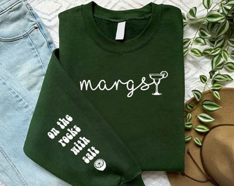 Margarita Sweatshirts, On The Rocks With Salt Shirt, Cool Girls Margarita Drinking Sweat,Funny Cinco De Mayo Gift,Mexican Fiesta Party Women