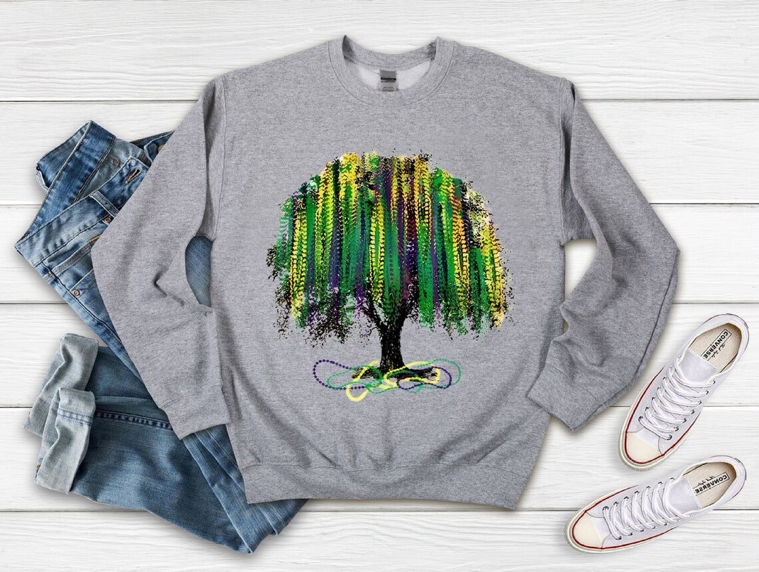 Tillandsia Purple Colorblock Patchwork Fuzzy Mardi Gras Graphic Sweater main image 0