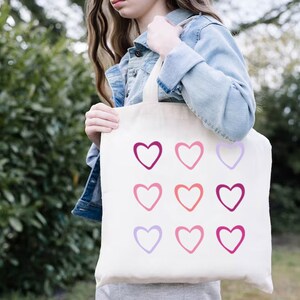 Esthétique sac fourre-tout coeurs, sac fourre-tout coeurs Saint-Valentin, sac fourre-tout Saint-Valentin, sac Saint-Valentin, sac cabas en toile, cadeau Saint-Valentin image 4