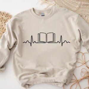 Christmas Book Embroidered Sweater, Bookworm Christmas Embroidery Sweatshirt, Book Lover Christmas Gift,Librarian Teacher Bookish Shirt