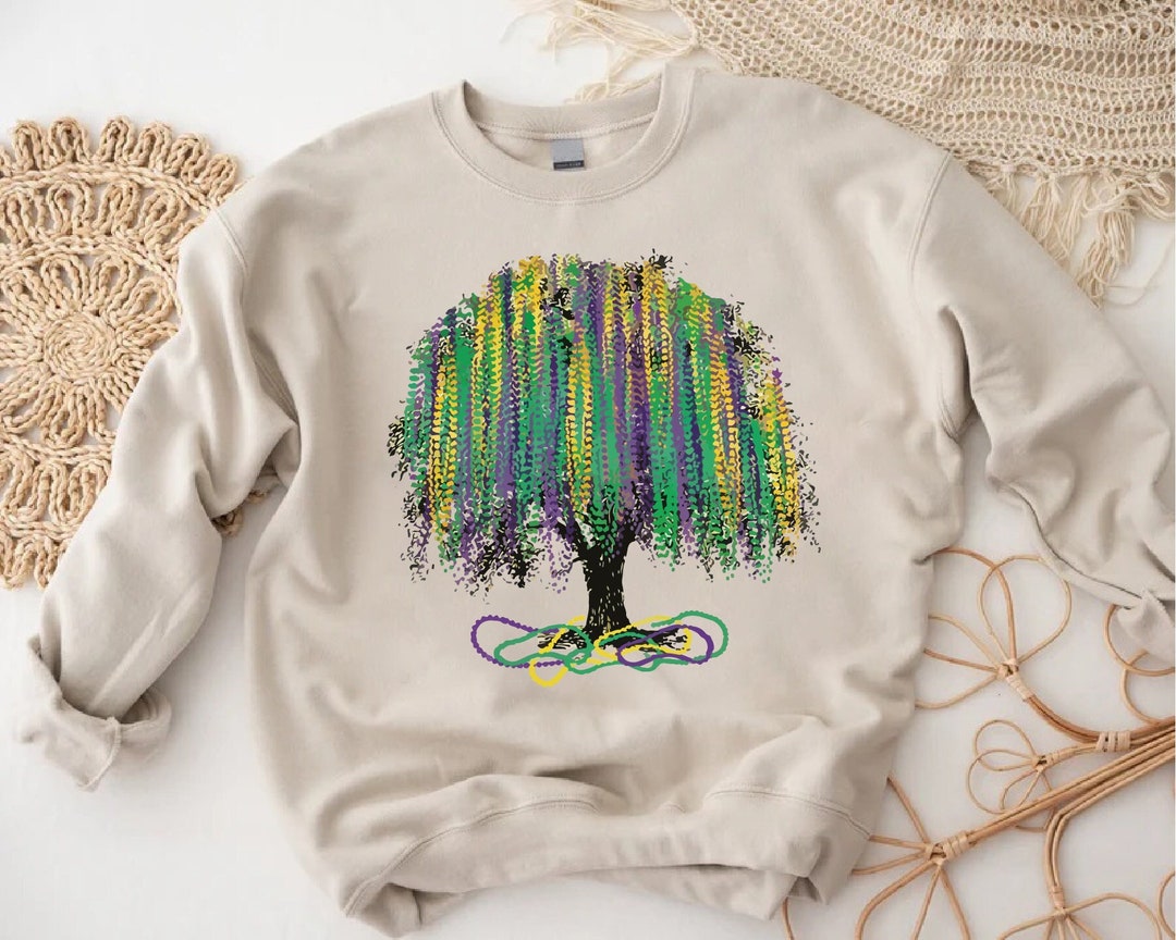 mardi gras bead tree sweatshirt