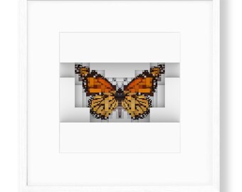 Butterfly Print, Wall Art, Pixel Art Print, Room Decor, Nature Print ,Digital Print, Printable Gallery, Algorithmic Print, Butterfly Poster