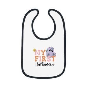 Cute Baby Halloween Bib, My First Halloween Bib, Infant Ghost Bib, Funny Baby Halloween Gift, Baby Shower Gift, Holiday Apparel