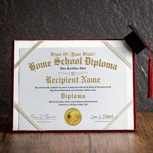 Diploma de escuela en casa, Diploma de escuela secundaria, plantilla editable en Canva, certificado imprimible con descarga digital de sello de oro