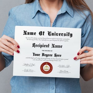 University Diploma, College Diploma, College Degree Template, Editable on Canva, Printable Certificate With Seal Digital Download