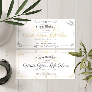 Birthday voucher, Gifted custom voucher, Vouchers tickets, Ticket voucher gift, Canva customization, Giftcertificate, Customer gift card