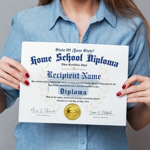 Home School Diploma, High School Diploma, Editable Template on Canva, Printable Certificate With Gold Seal Digital Download