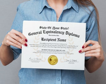 Custom Diploma, Editable diploma, Ged diploma, High School, Ged certificate, Printable Certificated With Gold Seal Digital Download