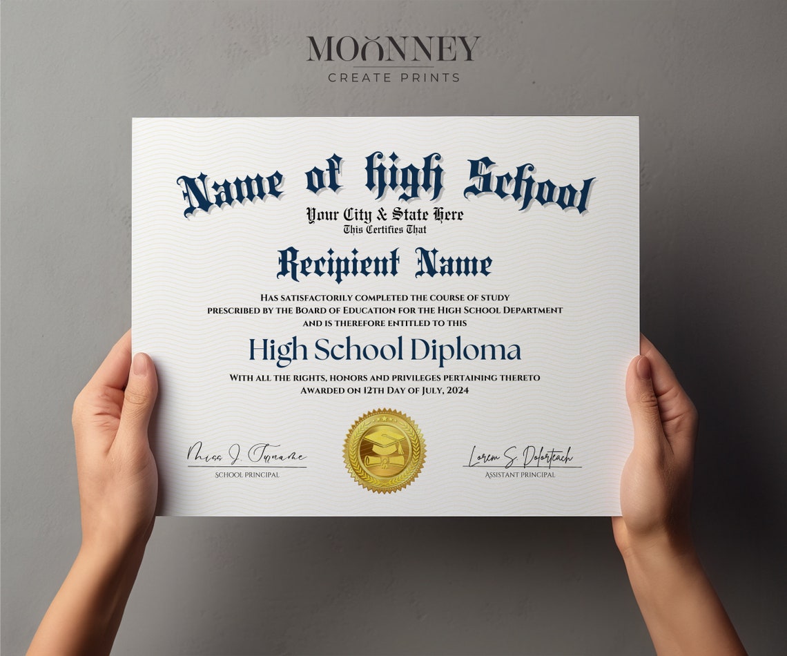 Home School Diploma, High School Diploma, Editable Template on Canva